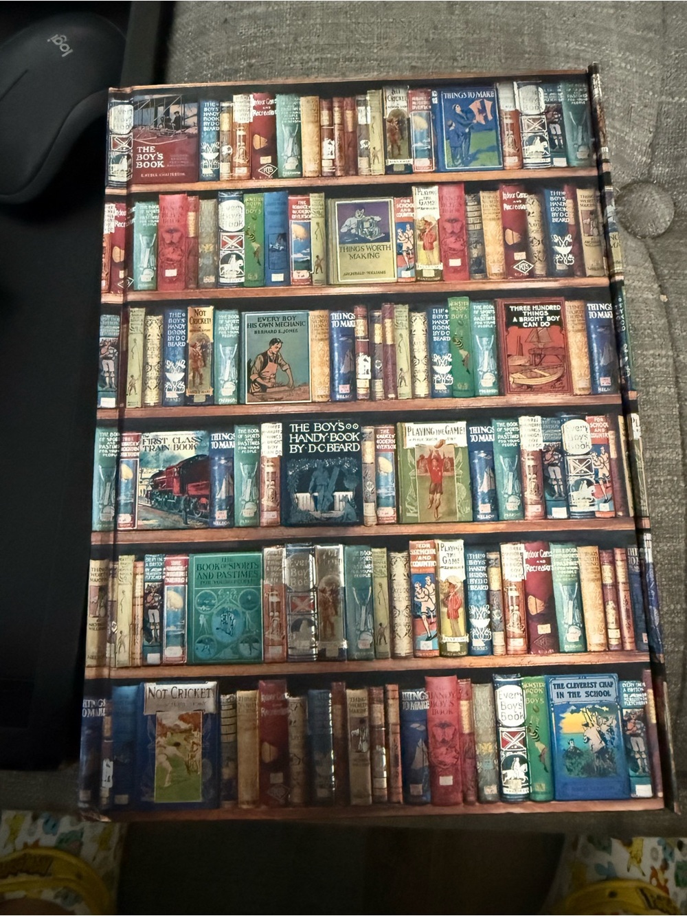 Decorative Vintage Bookshelf Print Notebook - Multicolor